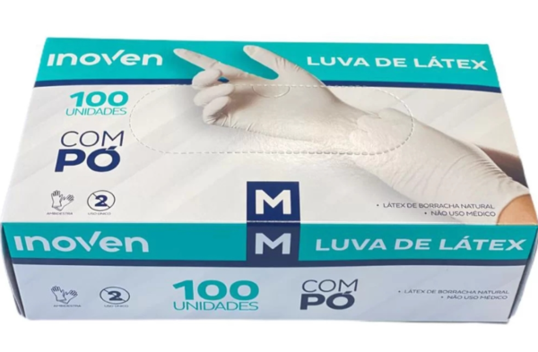 LUVA LATEX INOVEN M COM  PO CX C 100