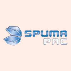 Logotipo da empresa de embalagens descartáveis plásticas SPUMAPAC